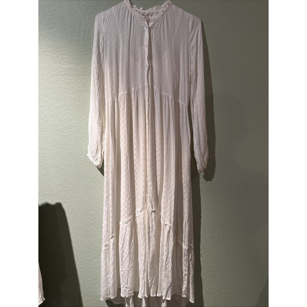 Lovestitch Tiered Ruffled White Maxi Dress Prairie Cowgirl Western Cottagecore S